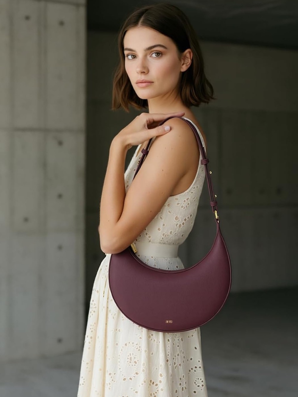 JW PEI Women's Carly small Saddle Bag-claret